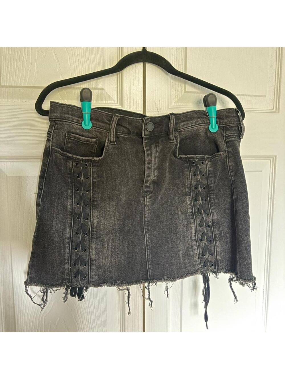 Blank NYC Distressed Black Mini Skirt